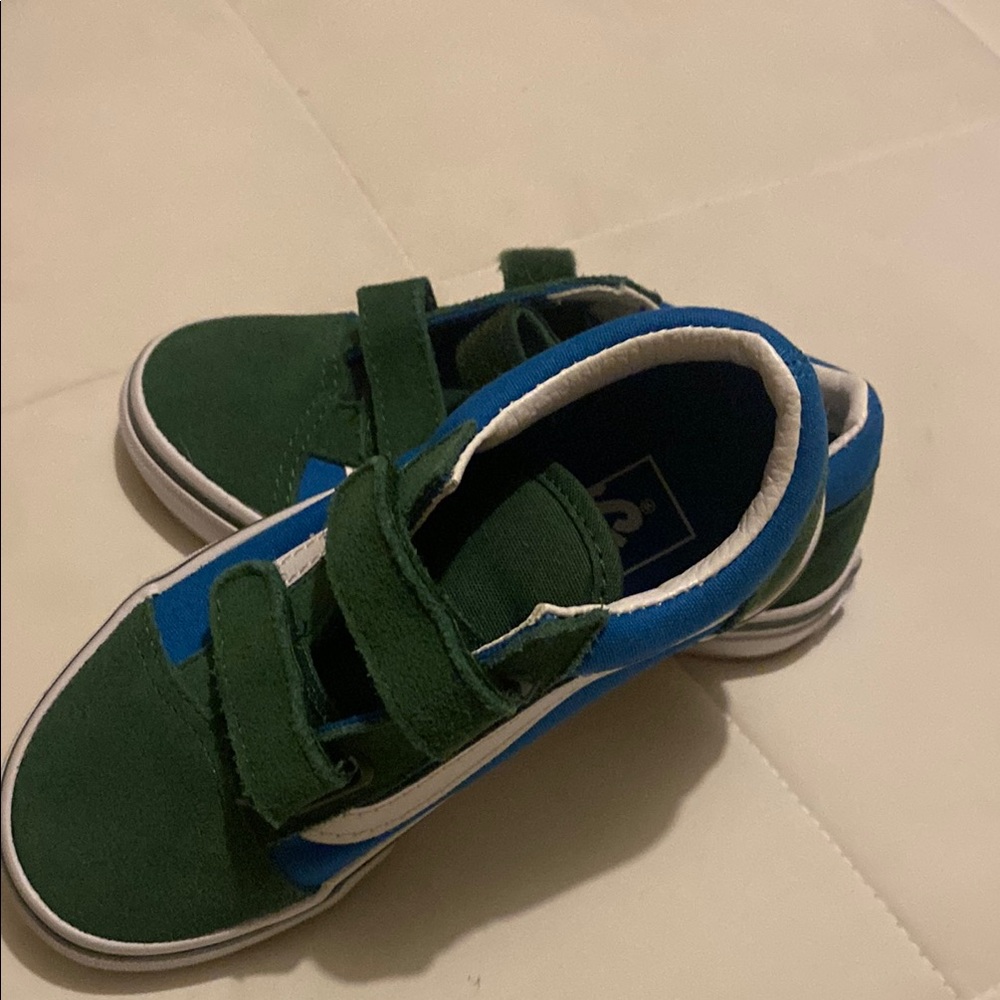 Vans Kids Green and Blue Velcro Sneakers